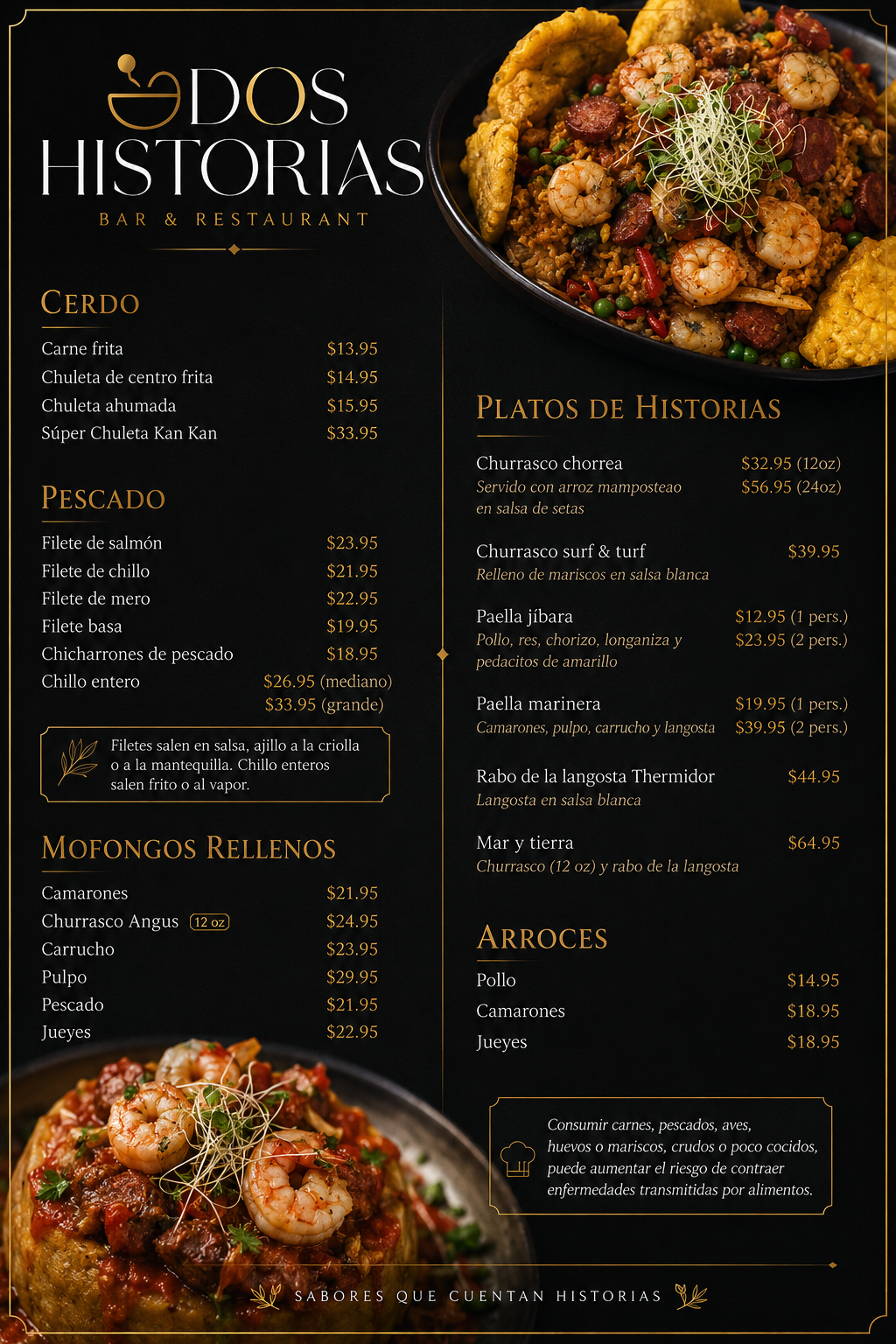 Página 2 — Especialidades y Mariscos